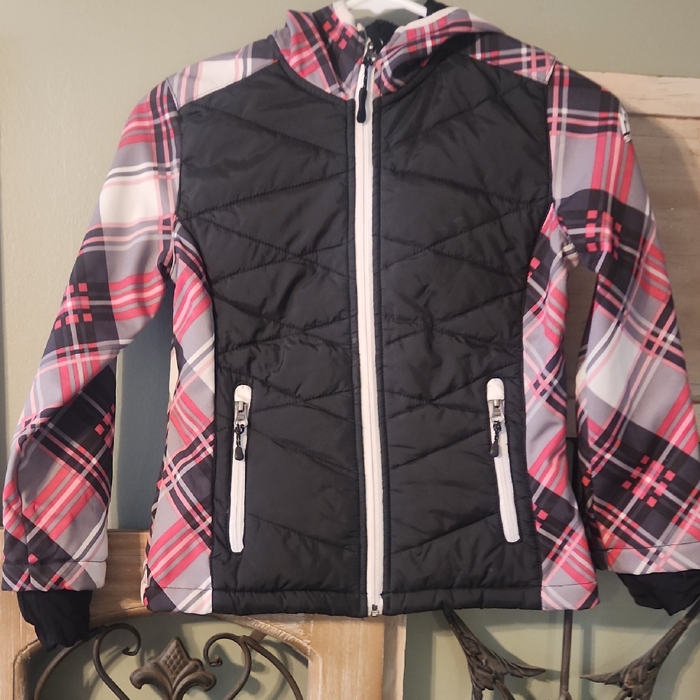 Snozu Plaid Hooded Jacket with Black Quilted Front